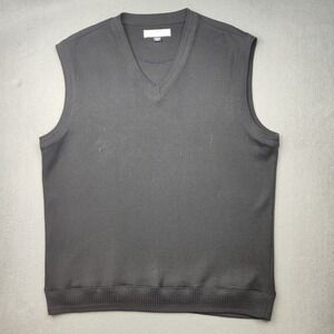 Tommy Bahama Sweater Vest Mens Large Black Pullover V Neck Knit Silk Cotton Work